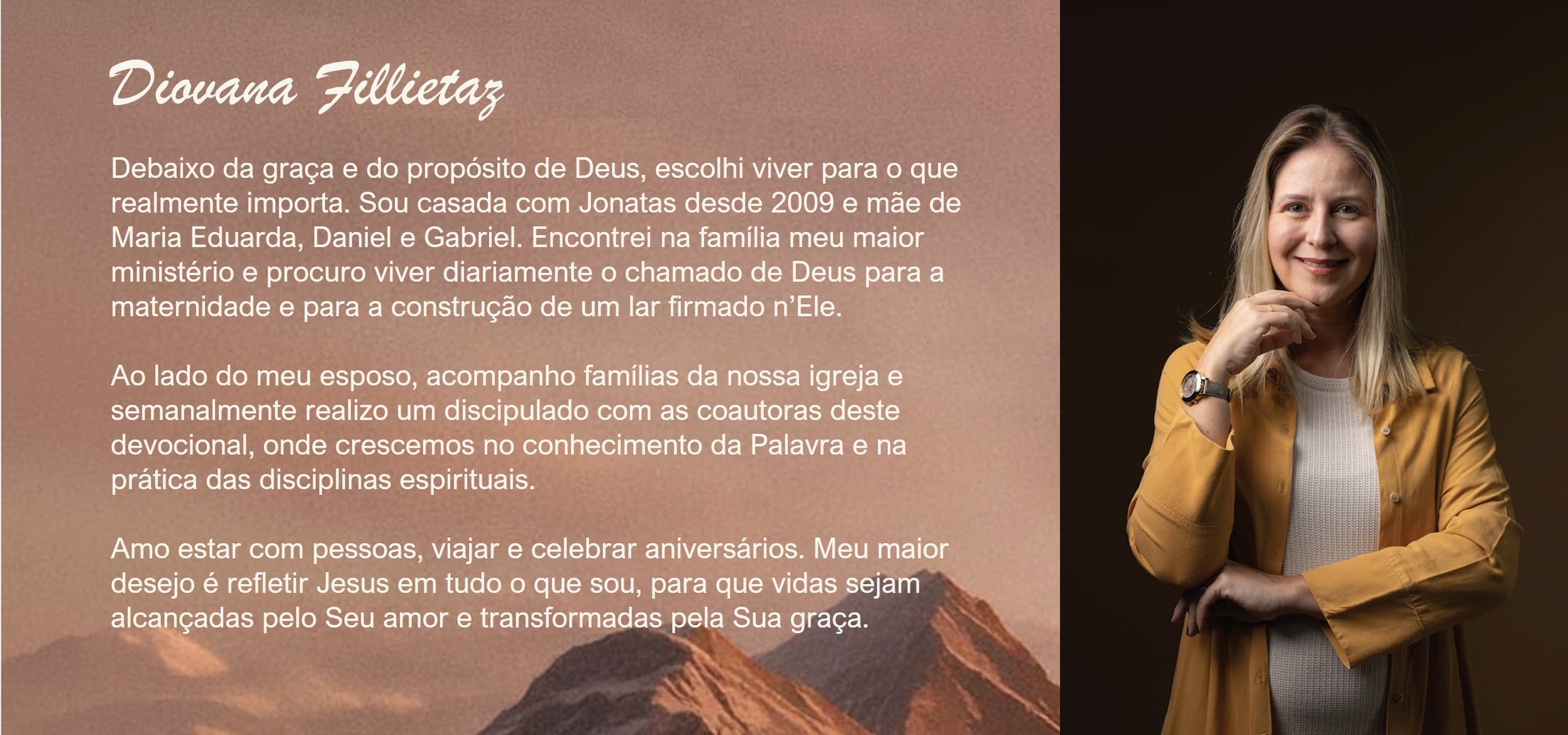 Banner de apresentação da autora Diovana Fillietaz